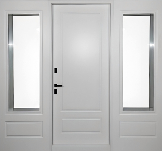 Входная остекленная группа с терморазрывом и панелями МДФ цвета антрацит